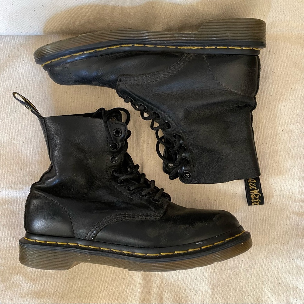 Dr. Martens 1460 Pascal 8-Eye Combat Black Soft Leather Boots - Womens Size 6